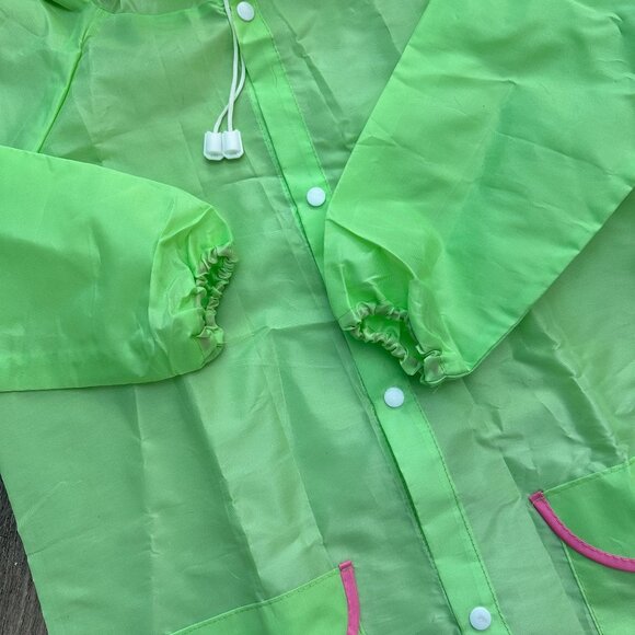NWOT Kids Lightweight Foldable Packable Green Frog Rain Jacket - Picture 5 of 6